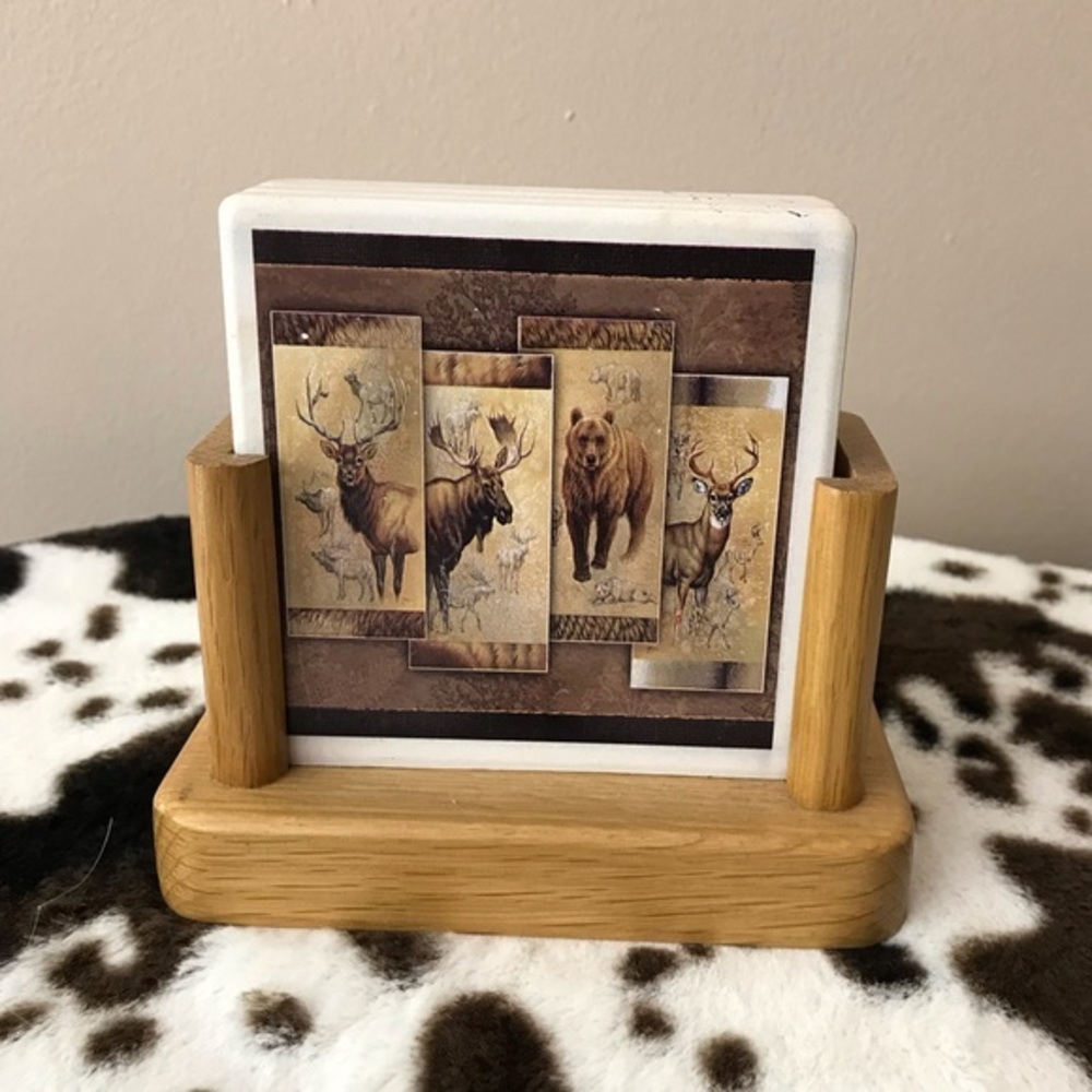 Vintage Rustic 5-Pc Coaster Set, Used